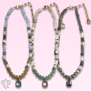 Mixed variety bead necklace with Austrian crystal - Boutique Bella BellaNecklaces