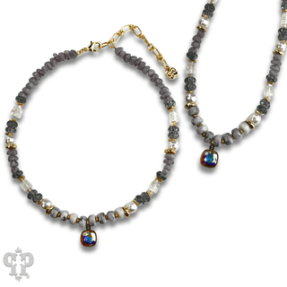 Mixed variety bead necklace with Austrian crystal - Boutique Bella BellaNecklaces