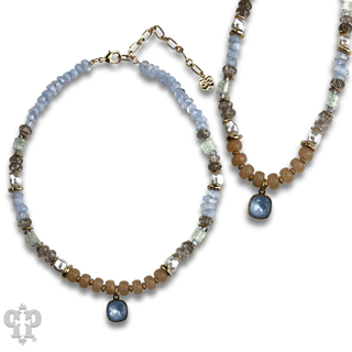 Mixed variety bead necklace with Austrian crystal - Boutique Bella BellaNecklaces