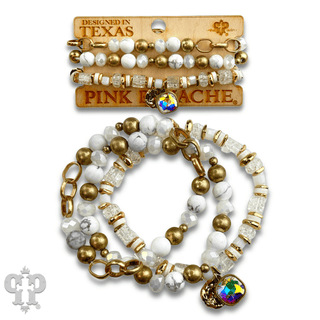 Mixed white bead bracelet with Austrian crystal - Boutique Bella BellaBracelets