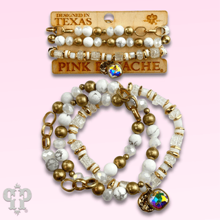 Mixed white bead bracelet with Austrian crystal - Boutique Bella BellaBracelets