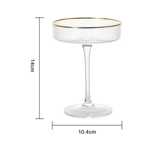 Ribbed Coupe Cocktail Glasses With Gold Rim 8 Oz Set Of 4 Classic Manhattan Glasses For Cocktails Li