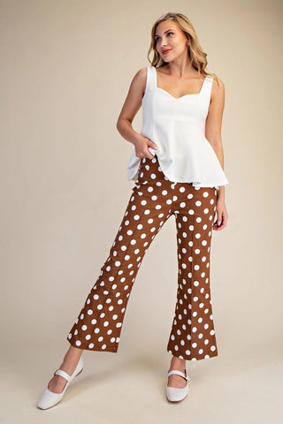 Mocha Dot Flares - Boutique Bella Bellapants