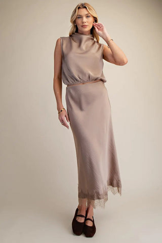 Mocha Lace Midi - Boutique Bella BellaSkirt