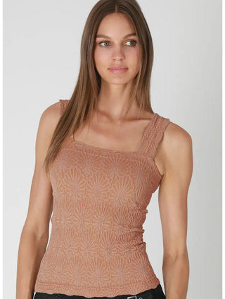 Mocha Lace Textured Square Tank Top - Boutique Bella BellaTank Top