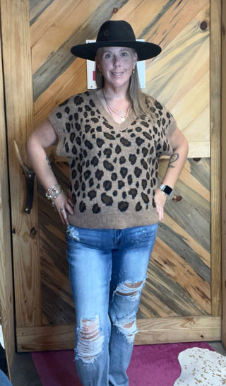 Mocha Leopard Print Sweater Vest - Boutique Bella BellaSweater Vest