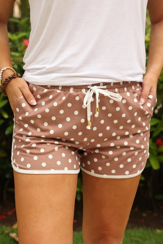 Mocha Mousse Polka Dot Everyday Shorts - Boutique Bella BellaShorts