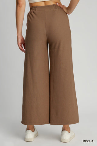 Mocha Straight Leg Textured Pants - Boutique Bella BellaPants