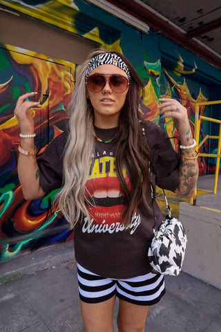 Monochrome Stripe Knit Shorts - Boutique Bella BellaShorts