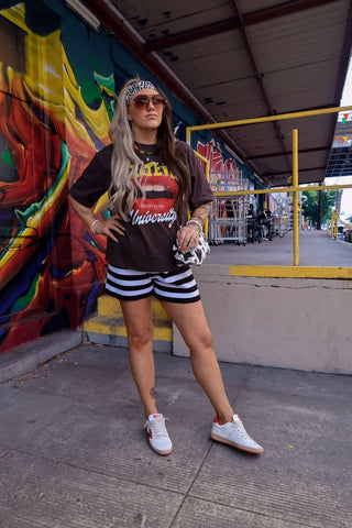 Monochrome Stripe Knit Shorts - Boutique Bella BellaShorts