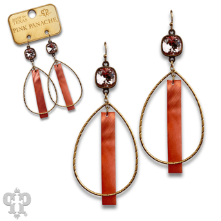 Mother-of-pearl bar teardrop earring with Austrian crystal - Boutique Bella BellaEarrings