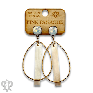 Mother-of-pearl bar teardrop earring with Austrian crystal - Boutique Bella BellaEarrings