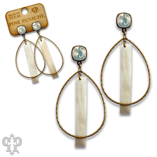 Mother-of-pearl bar teardrop earring with Austrian crystal - Boutique Bella BellaEarrings