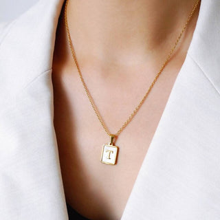 Mother of Pearl Initial Cards - Boutique Bella BellaNecklace
