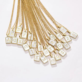 Mother of Pearl Initial Cards - Boutique Bella BellaNecklace