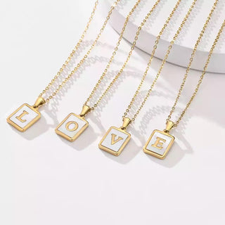 Mother of Pearl Initial Cards - Boutique Bella BellaNecklace