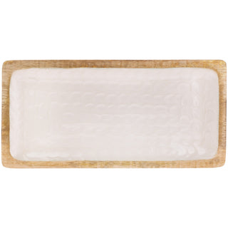 Mother Of Pearl Wood Rectangle Tray Large - Boutique Bella BellaTray