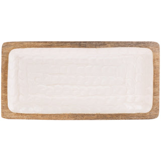 Mother Of Pearl Wood Rectangle Tray Medium - Boutique Bella BellaTray