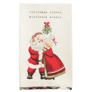 Mr. & Mrs. Claus Christmas Tartan Hem Towel - Boutique Bella BellaChristmas Kitchen Towel
