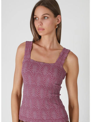 Mulberry Lace Textured Square Tank Top - Boutique Bella BellaTank Top