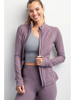 Mulberry Yoga Fitted Zip-Up Jacket - Boutique Bella BellaJacket