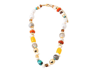 Multi Bead Necklace - Neutral with Pearls - Boutique Bella BellaNecklaces