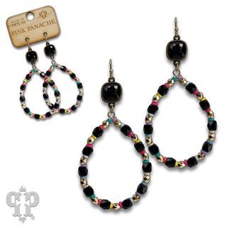 Multi-color and barrel bead earring with Austrian crystal - Boutique Bella BellaEarrings