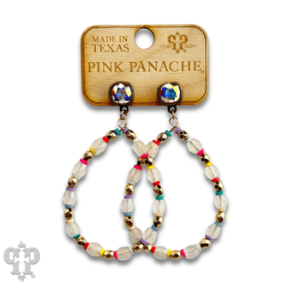 Multi-color and barrel bead earring with Austrian crystal - Boutique Bella BellaEarrings