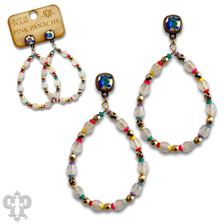 Multi-color and barrel bead earring with Austrian crystal - Boutique Bella BellaEarrings