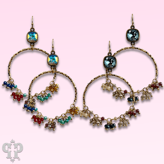 Multi-color bead cluster earring with Austrian crystal - LC - Boutique Bella BellaEarrings