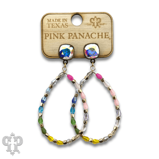 Multi-color bead teardrop earring, Austrian crystal - LC - Boutique Bella BellaEarrings