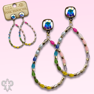 Multi-color bead teardrop earring, Austrian crystal - LC - Boutique Bella BellaEarrings
