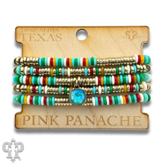 Multi-color disc bead bracelet stack, Austrian crystal - Boutique Bella BellaBracelets