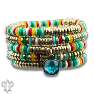 Multi-color disc bead bracelet stack, Austrian crystal - Boutique Bella BellaBracelets