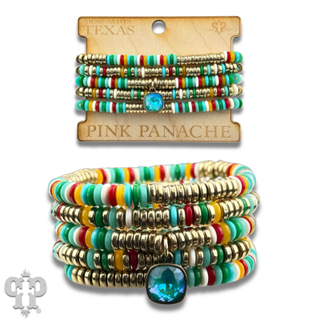 Multi-color disc bead bracelet stack, Austrian crystal - Boutique Bella BellaBracelets