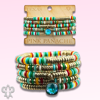 Multi-color disc bead bracelet stack, Austrian crystal - Boutique Bella BellaBracelets