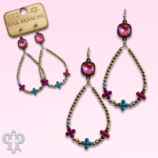 Multi-color flower bead earring with Austrian crystal - Boutique Bella BellaEarrings