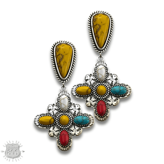 Multi-color four point cross earring, last call - Boutique Bella BellaEarrings