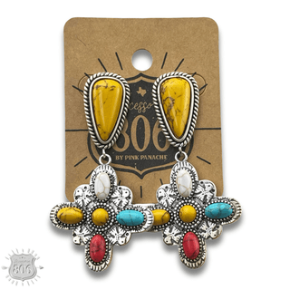 Multi-color four point cross earring, last call - Boutique Bella BellaEarrings