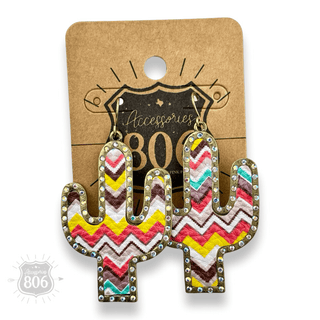 Multi-color zig zag cactus earring, last call - Boutique Bella BellaEarrings