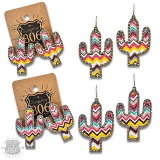Multi-color zig zag cactus earring, last call - Boutique Bella BellaEarrings