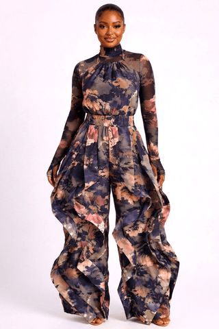 Multi Floral Halter Romper W/Sheer Top - Boutique Bella BellaRomper