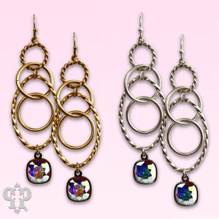 Multi ring earring with Austrian crystal - Boutique Bella BellaEarrings