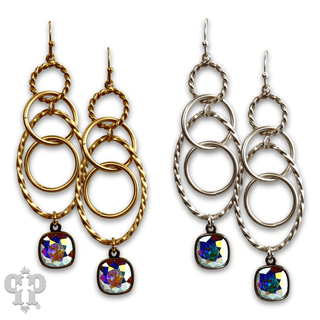 Multi ring earring with Austrian crystal - Boutique Bella BellaEarrings