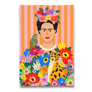 Museum Collection- Frida with Parrot and Leopard Tea Towel  - Boutique Bella BellaKitchen Towel