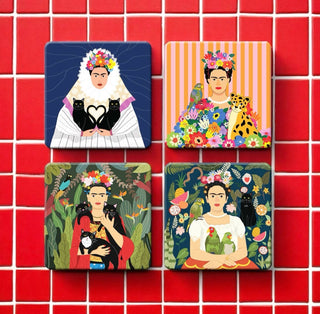 Museum Collection Set/4 MDF Coasters - Frida with Love  - Boutique Bella BellaCoasters