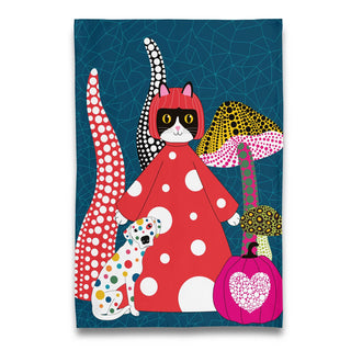 Museum Collection- Yayoi KusaMEOW Tuxedo Cat & Dog Tea Towel - Boutique Bella BellaTea Towel