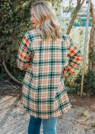 Mustard Plaid Fray Hem Button - Up - Boutique Bella BellaButton - Up