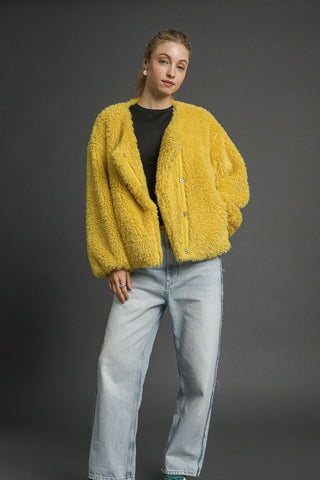 Mustard Shag Jacket - Boutique Bella Bellajacket