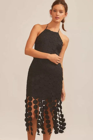 Mythical Black Crochet Midi Dress - Boutique Bella BellaDress